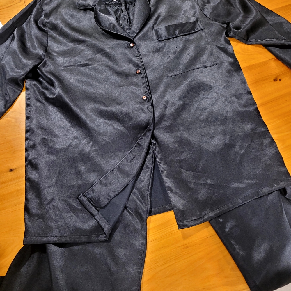 Victoria's Secret Black Satin Pajama Set Vintage y2k